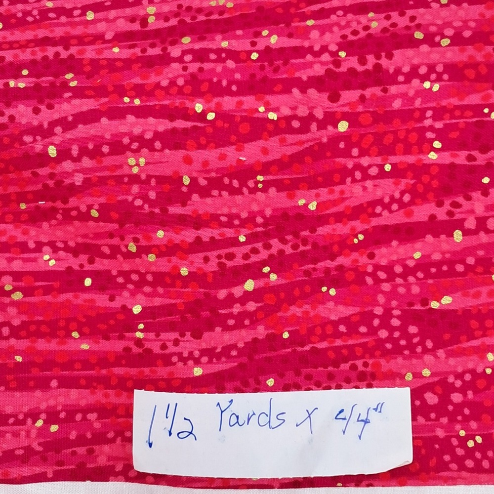 Whistler Studios‎ Dewdrop Fabric Pink Gold Dots 1.5 Yards Sewing Quilting